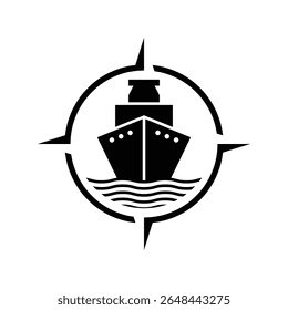 ship container logo design concept with compass