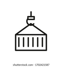 Ship Container relocation icon. Outline vector icon for apps web design isolated on white background. 