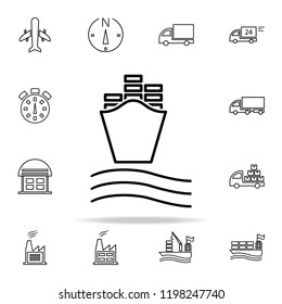 ship with containers front view outline icon. Cargo logistic icons universal set for web and mobile