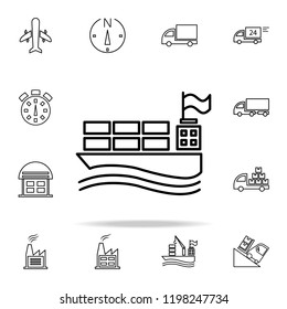 ship with containers outline icon. Cargo logistic icons universal set for web and mobile