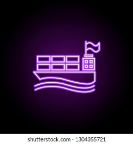 ship with containers outline icon. Elements of Cargo logistic in neon style icons. Simple icon for websites, web design, mobile app, info graphics