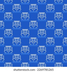 Ship with Containers vector International Cargo concept outline seamless pattern