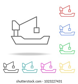 Ship crane colored icons. Element of logistic multi colored icon for mobile concept and web apps. Thin line icon for website design and development, app development. Premium icon on white background
