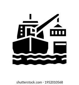 ship crane glyph icon vector. ship crane sign. isolated contour symbol black illustration