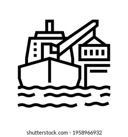 ship crane line icon vector. ship crane sign. isolated contour symbol black illustration