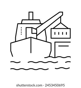 ship crane line icon vector. ship crane sign. isolated contour symbol black illustration