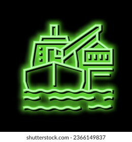 ship crane neon light sign vector. ship crane illustration
