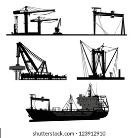 Ship and crane.Vector elements