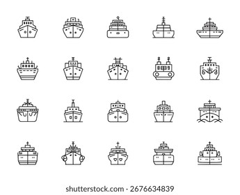 Enviar iconos de contorno delgado náutico creativo