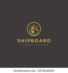 Ship cruise boat  marine gold logo design vector icon