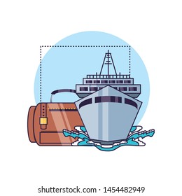 ship cruise boat with suitcase