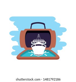 ship cruise boat with suitcase