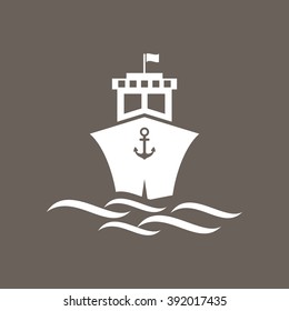 Ship, Cruise Icon on Dark Gray Color. Eps-10.