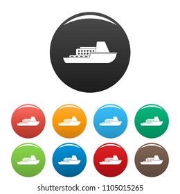 Ship cruise icon. Simple illustration of ship cruise vector icons set color isolated on white