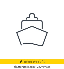 Ship (Cruise) Icon / Vector - In Line / Stroke Design with Editable Stroke
