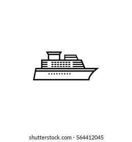 Ship and Cruise line icon, navigation and transport sign, boat vector graphics, a linear pattern on a white background, eps 10.