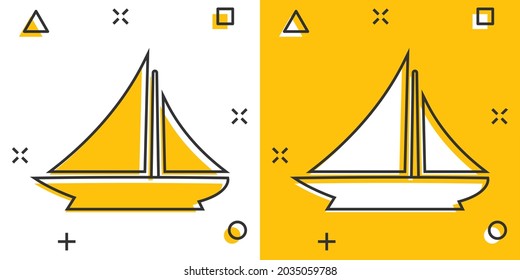 Ship cruise sign icon in comic style. Cargo boat vector cartoon illustration on white isolated background. Vessel business concept splash effect.