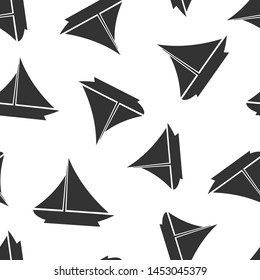 Ship cruise sign icon seamless pattern background. Cargo boat vector illustration on white isolated background. Vessel business concept.