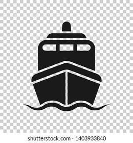 Ship cruise sign icon in transparent style. Cargo boat vector illustration on isolated background. Vessel business concept.