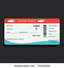 ship / cruise ticket for traveling by ship. vector illustration