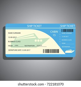 ship / cruise ticket for traveling by ship. vector illustration