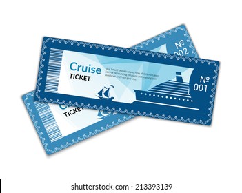 Ship cruise tickets set isolated on white background vector illustration