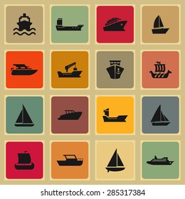 ship cruise yacht icon set