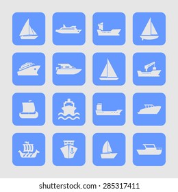 ship cruise yacht icon set