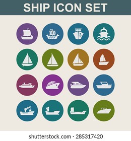 ship cruise yacht icon set