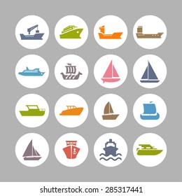 ship cruise yacht icon set