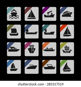 ship cruise yacht icon set