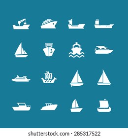 ship cruise yacht icon set