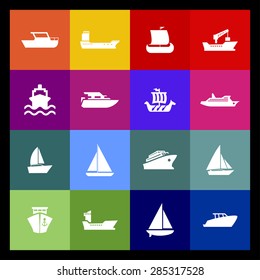 ship cruise yacht icon set