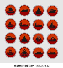 ship cruise yacht icon set