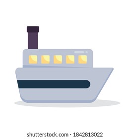 ship, cruise ,yacht, vehicle, transport flat icon vector illustration
