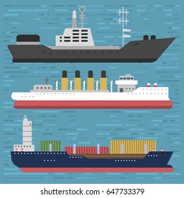 Ship cruiser. sea symbol. vessel travel vector.