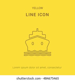 Ship Cute yellow thin line icon / logo Design