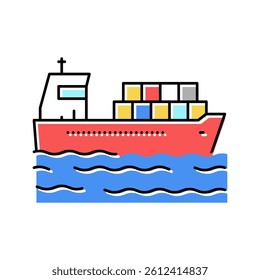 ship delivery containers color icon vector. ship delivery containers sign. isolated symbol illustration