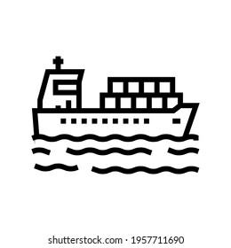 ship delivery containers line icon vector. ship delivery containers sign. isolated contour symbol black illustration