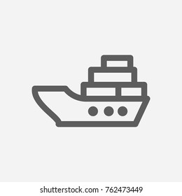 Ship delivery icon line. Isolated symbol on delivery topic with ship, tanker and boat shipping meaning ship delivery icon vector illustration.