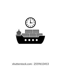 Ship delivery icon logo. Ship cargo logo icon vector. Export import distribution icon vector