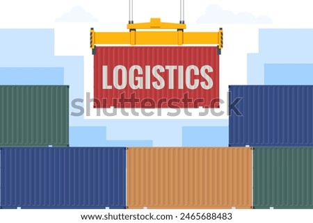 Ship delivery, sea logistics. warehouse, cargo, courier. argo containers with import and export. Logistics.