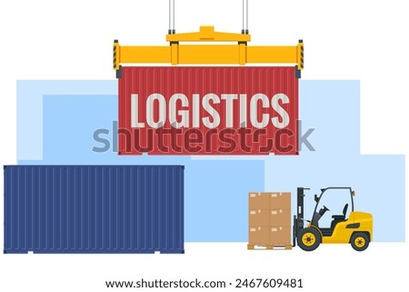 Ship delivery, sea logistics. warehouse, cargo, courier. argo containers with import and export. Logistics.