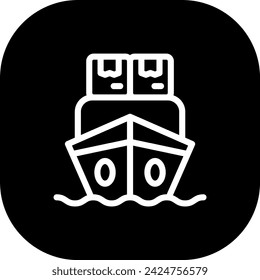 Ship delivery delivery services icon with black filled line outline style. delivery, shipping, service, courier, package, order, transport. Vector Illustration
