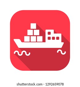 ship delivery vector red icon in modern flat style isolated. Symbol ship delivery is good for your web design.