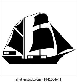 Icono de diseño de envío. Ilustración simple de un icono vectorial de diseño de nave. blanco negro, barcos de pesca, veleros y barcos de pesca