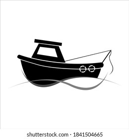 Ship design icon. Simple illustration of a ship design vector icon. black white, fishing boats, sailing ships, and fishing boats