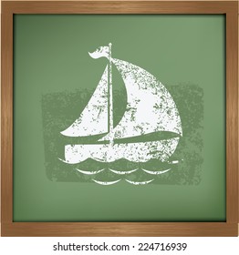Ship design on blackboard background,vector