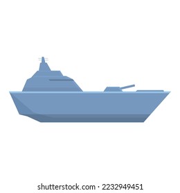 Ship destroyer icon cartoon vector. Military navy. War boat