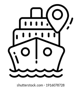 Verschiffungsrichtung Symbol für Kartenstandort und Navigationszeilensymbol. Verkehrs- und Reisevektorsymbol.